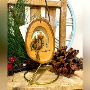 Olive Wood Christmas Ornament on Stand From The Holy Land Jerusalem  NEW